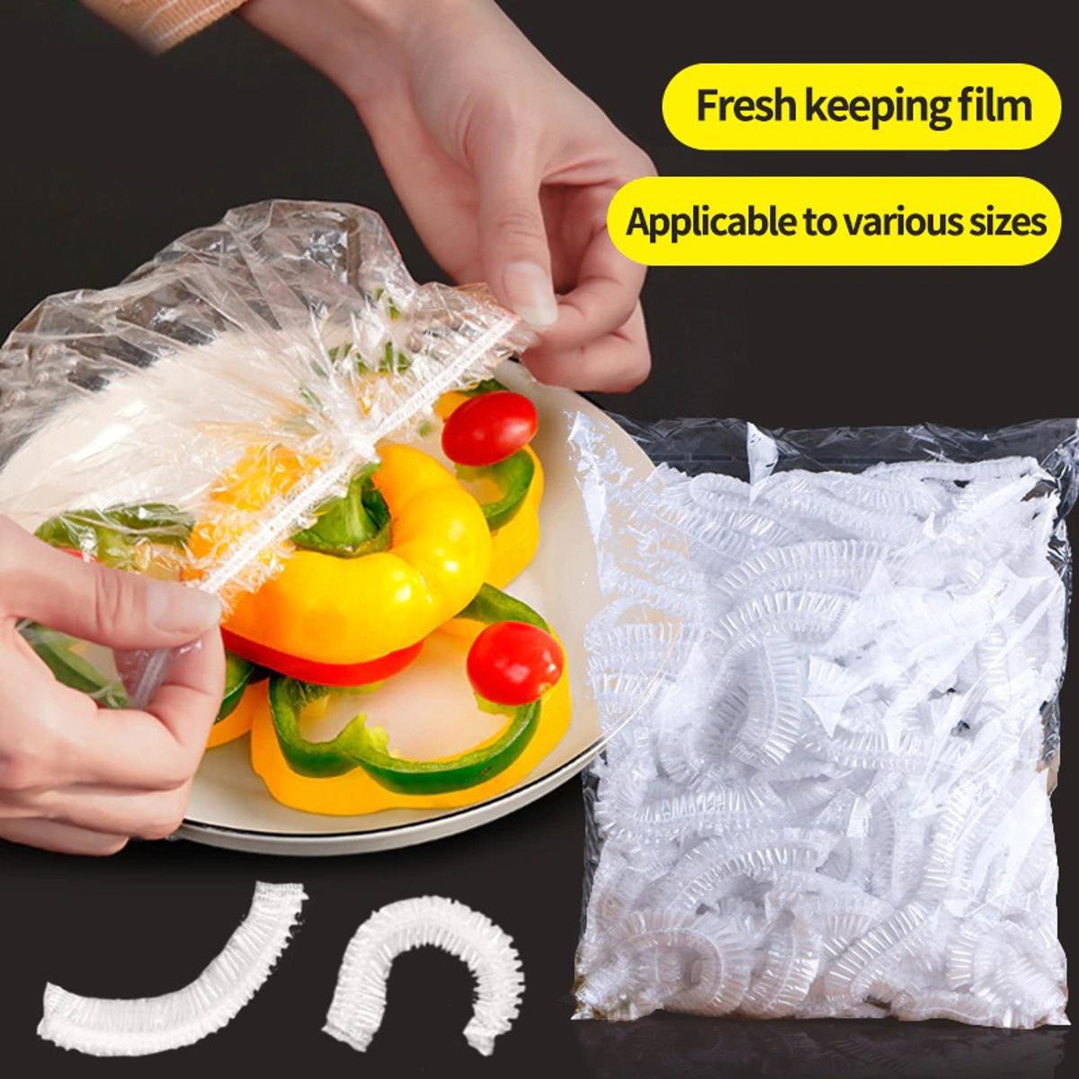 100pcs Disposable Plastic Wrap Covers, Elastic & Tight, Food-Grade Fresh-Keeping, Dust & Insect-Proof, Kitchen Accessories - Disposable Food Wrap